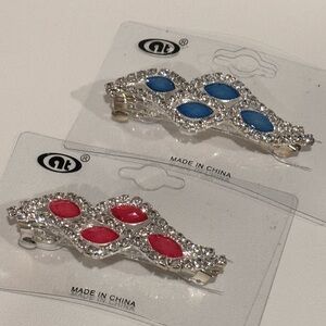 Silver Pink and Silver Blue Hair Clip Hair Accessory Elegant Design